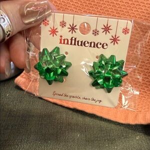 Influence Green Bow Earrings